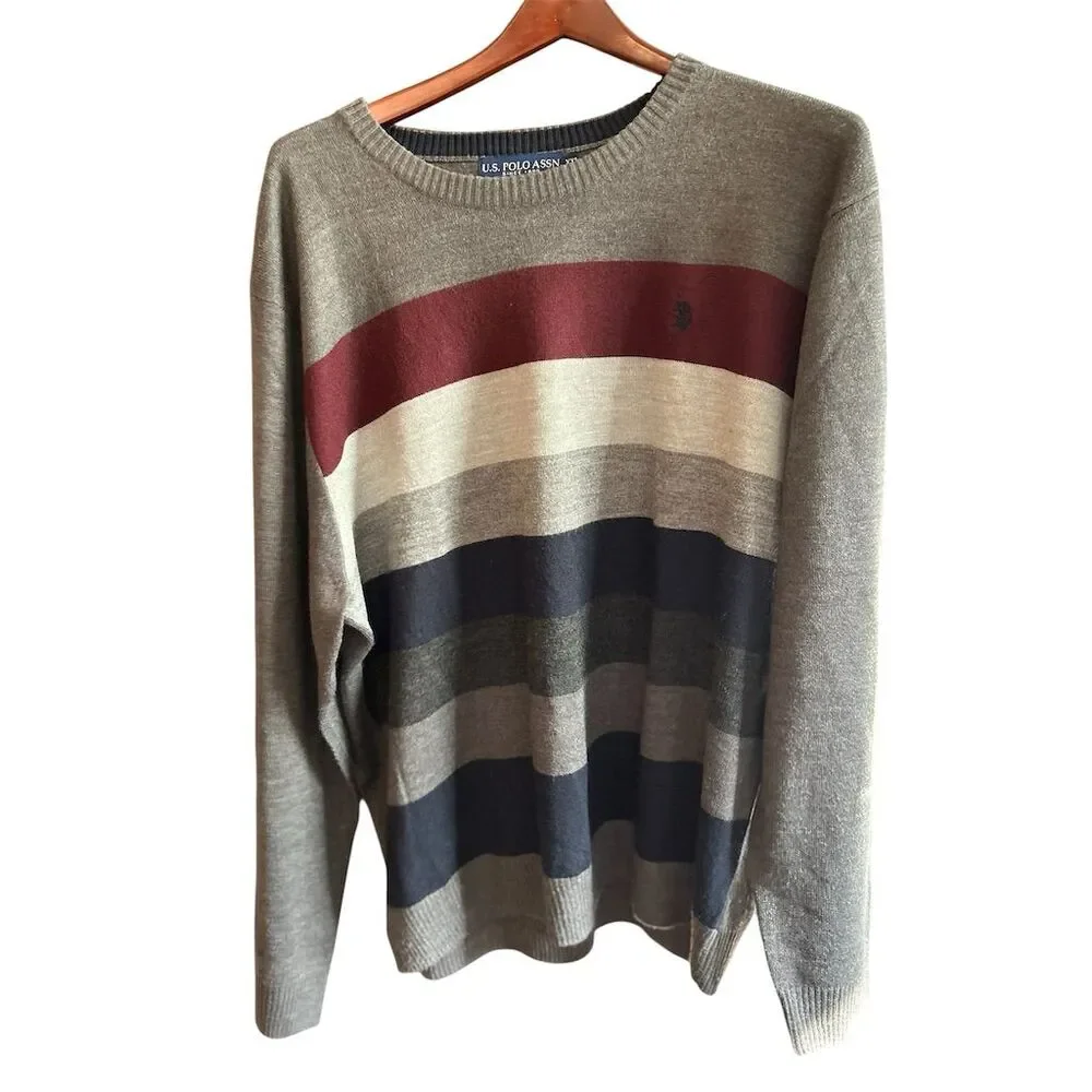 U.S. Polo Assn. Men's‎ XXL Striped Crew Neck Sweater Multicolor Pullover